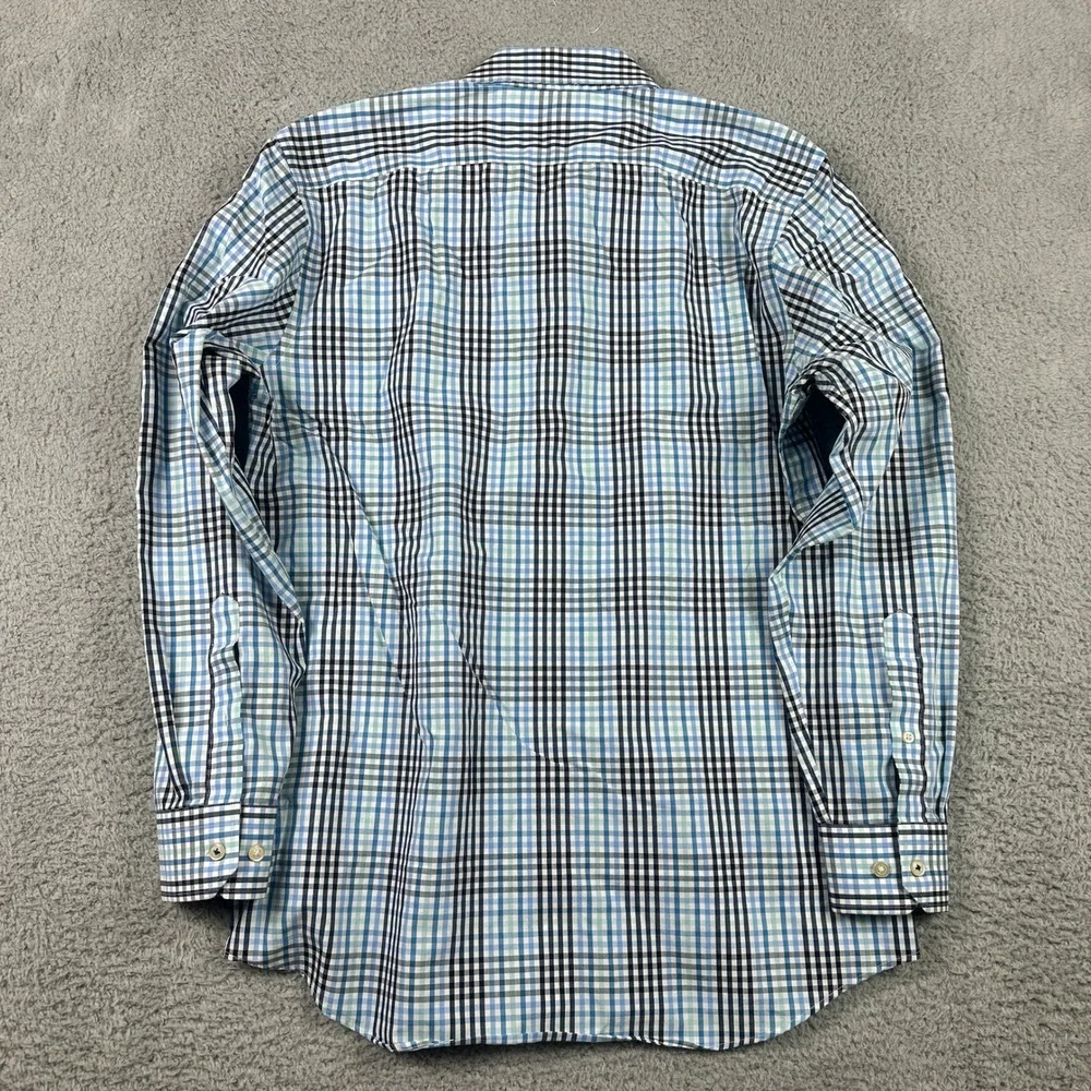 Banana Republic Camden Fit Non-Iron Shirt Mens Medium Blue Plaid Long Sleeve